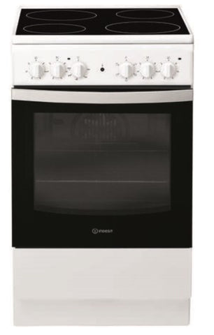 Indesit 50cm Single Oven Electric Cooker With Ceramic Hob - White