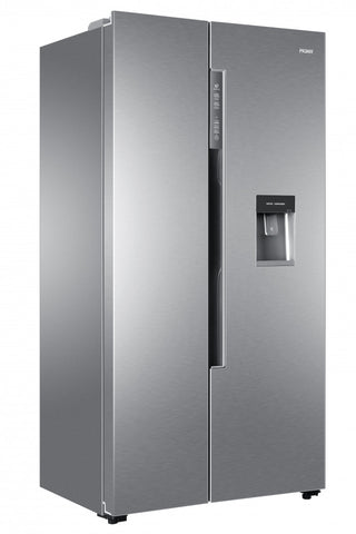 HAIER SILVER TOTAL FROST FREE SIDE BY SIDE FRIDGE FREEZER WITH WATER DISPENSER 